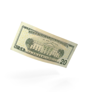 Alternative view of 20 dollar bills